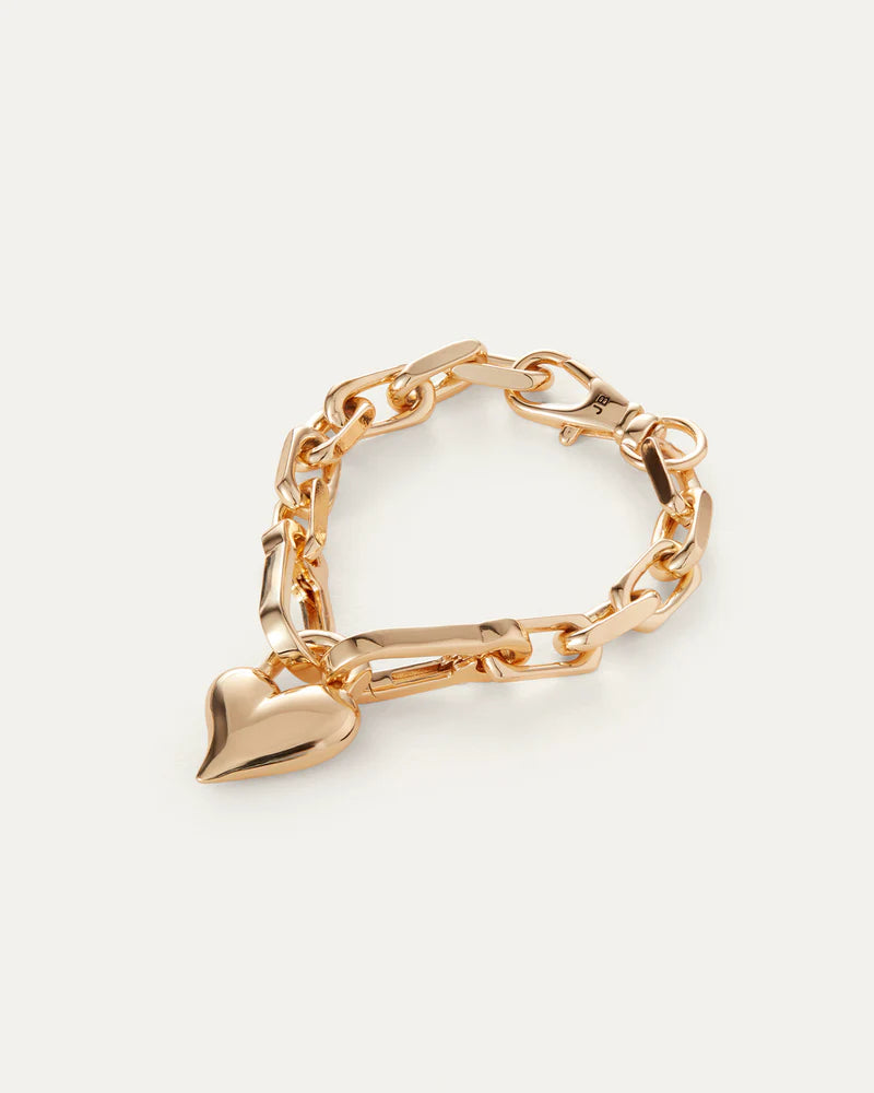Gold Padlock Heart Chain Bracelet