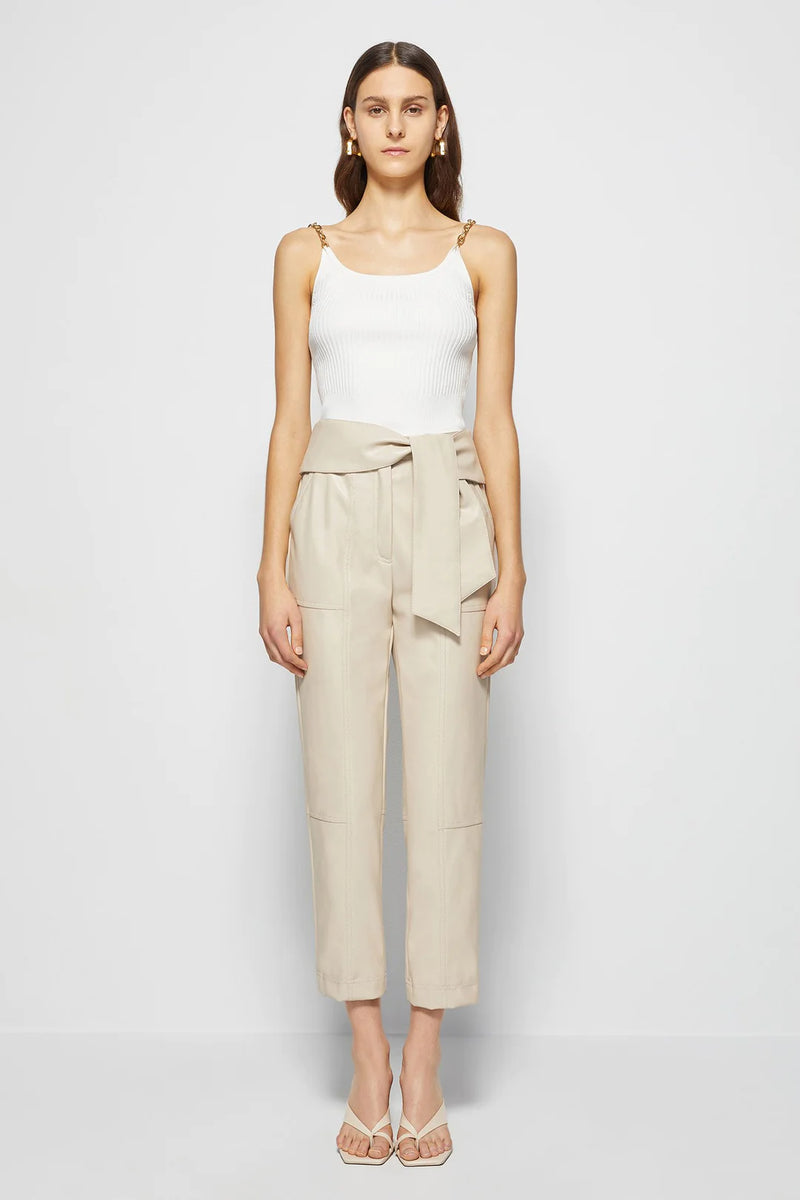 Tessa Vegan Tie Waist Pant - Egret