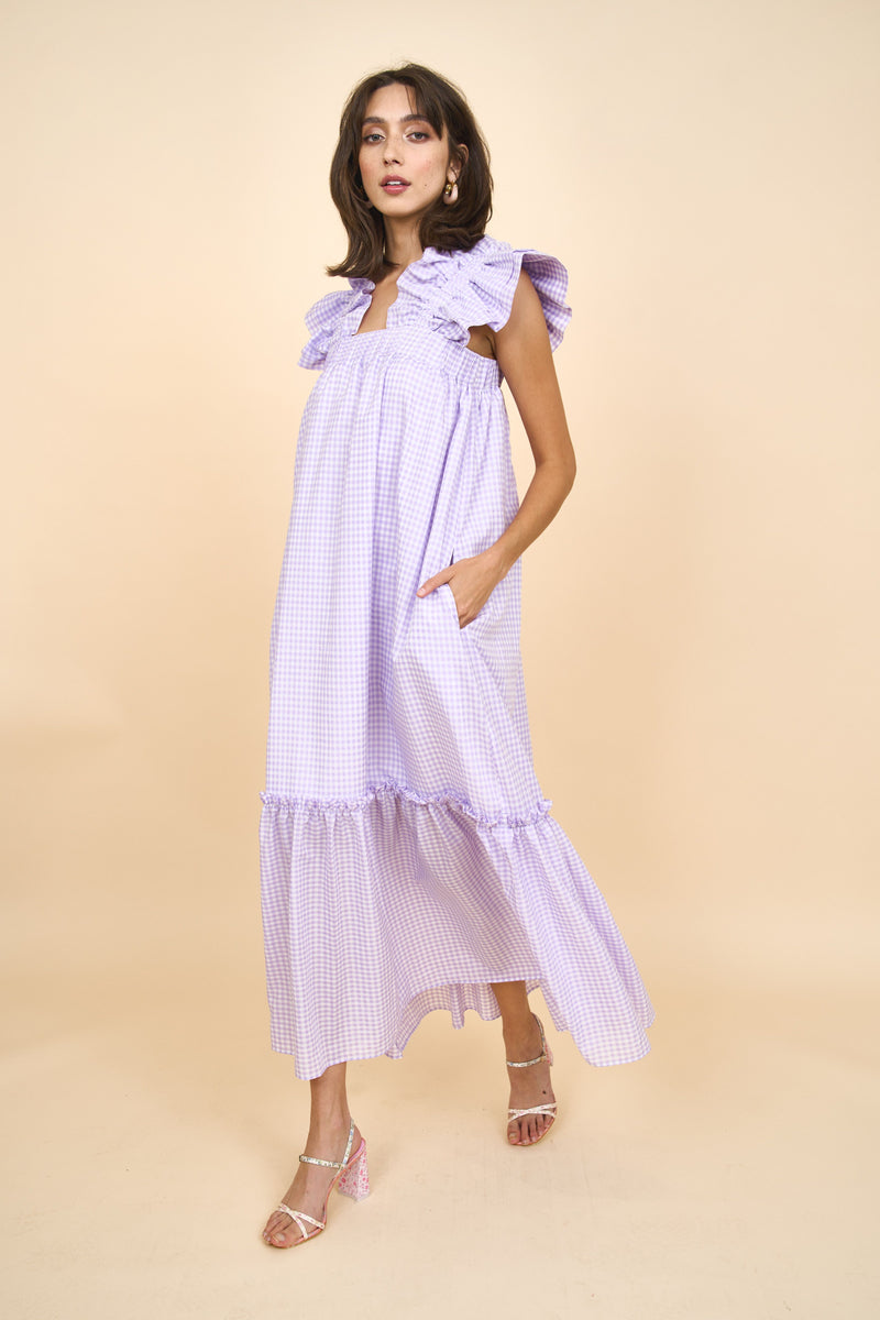 Collins Dress - Purple Gingham